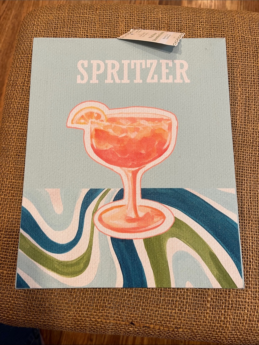 Spritzer Coral Cocktail Wall Art Print - Light Blue & Coral